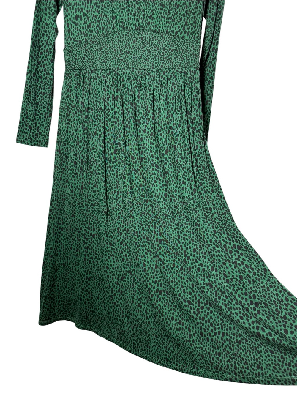 Boden Thea Long Sleeve Midi Dress Animal Spot Amazon Green Size 6R - Picture 6 of 9